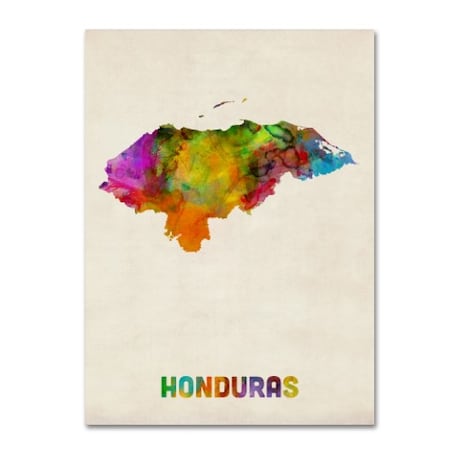 Michael Tompsett 'Honduras Watercolor Map' Canvas Art,35x47